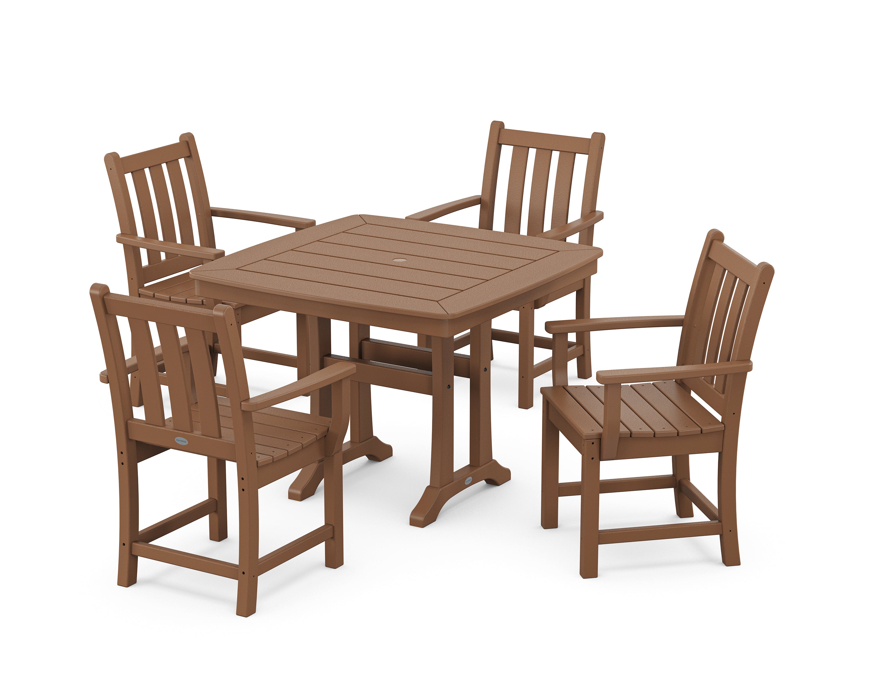 POLYWOOD® Traditional Garden 5-Piece Dining Set with Trestle Legs in Teak