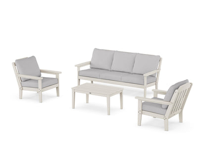Country Living Cottage 4-Piece Deep Seating Set with Sofa in Sand / Granite