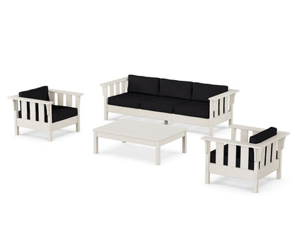 Martha Stewart by POLYWOOD® Acadia 4-Piece Deep Seating Set with Sofa in Sand / Midnight Linen