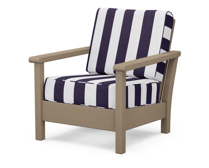 POLYWOOD® Harbour Deep Seating Chair in Vintage Sahara / Cabana Stripe Navy