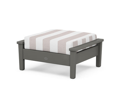POLYWOOD® Prescott Deep Seating Ottoman in Slate Grey / Cabana Stripe Dune Burlap