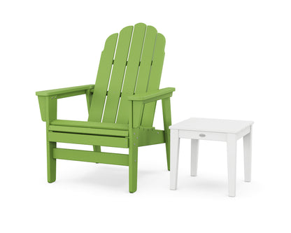 POLYWOOD® Vineyard Grand Upright Adirondack Chair with Side Table in Lime / White