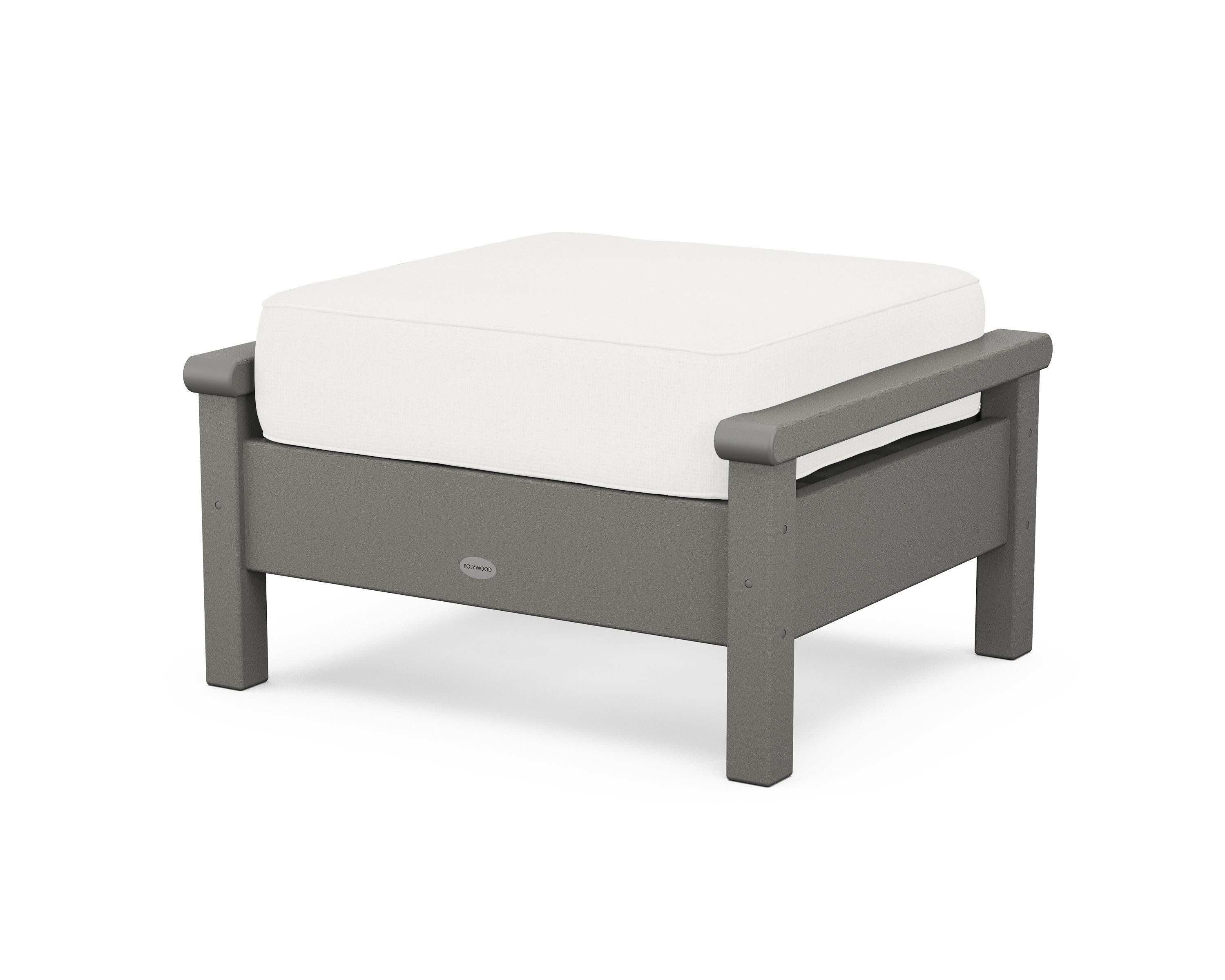 POLYWOOD® Harbour Deep Seating Ottoman in Slate Grey / Natural Linen