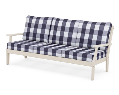 POLYWOOD® Braxton Deep Seating Sofa in Sand / Buffalo Plaid Navy