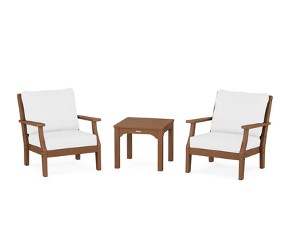 Martha Stewart by POLYWOOD® Chinoiserie 3-Piece Deep Seating Set in Teak / Natural