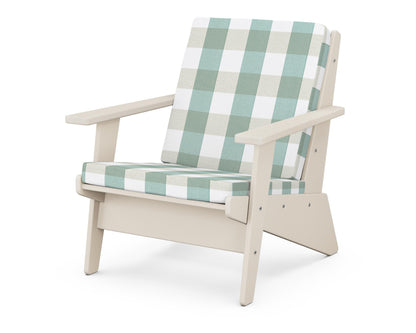 POLYWOOD® Riviera Modern Lounge Chair in Sand / Buffalo Plaid Glacier Spa