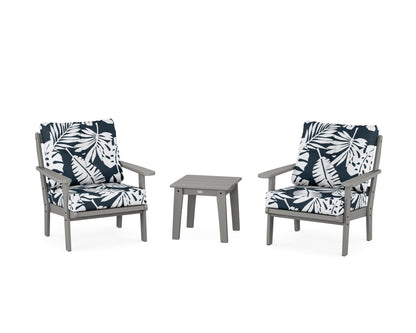 POLYWOOD® Mission 3-Piece Deep Seating Set in Slate Grey / Leaf Marine Indigo