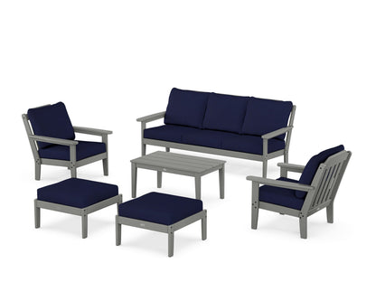 Country Living Cottage 6-Piece Lounge Sofa Set in Slate Grey / Navy