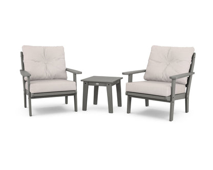 POLYWOOD® Lakeside 3-Piece Deep Seating Chair Set in Slate Grey / Dune Burlap