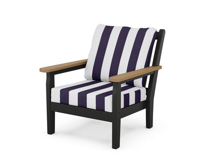 POLYWOOD® Chippendale Deep Seating Chair in Black / Natural / Cabana Stripe Navy