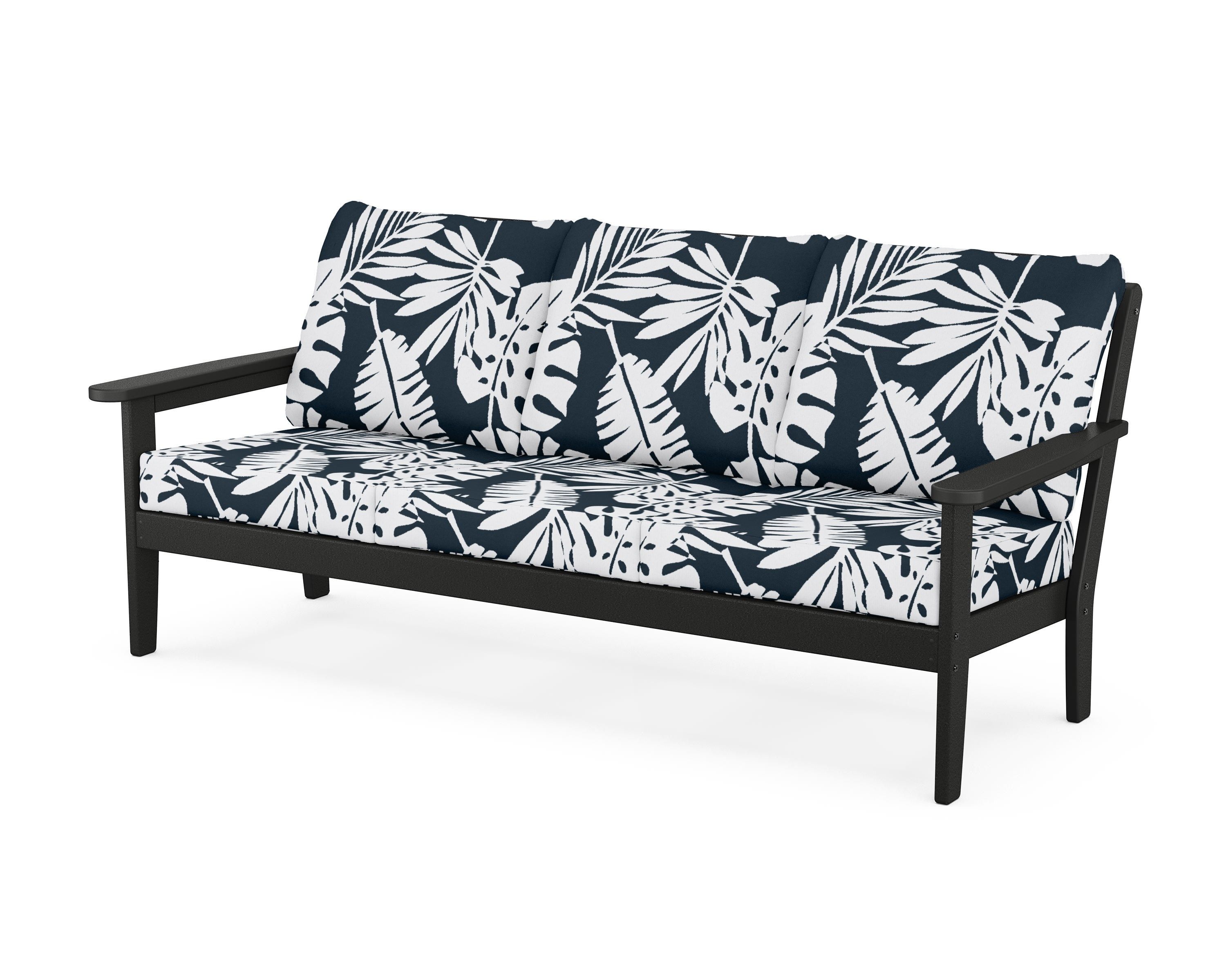 Country Living Cottage Deep Seating Sofa in Black / Leaf Marine Indigo