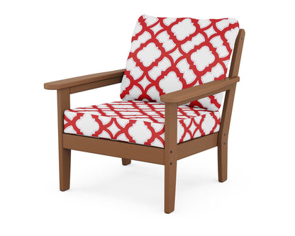 Country Living Cottage Deep Seating Chair in Teak / Trellis Crimson