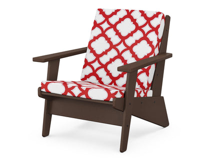 POLYWOOD® Riviera Modern Lounge Chair in Mahogany / Trellis Crimson