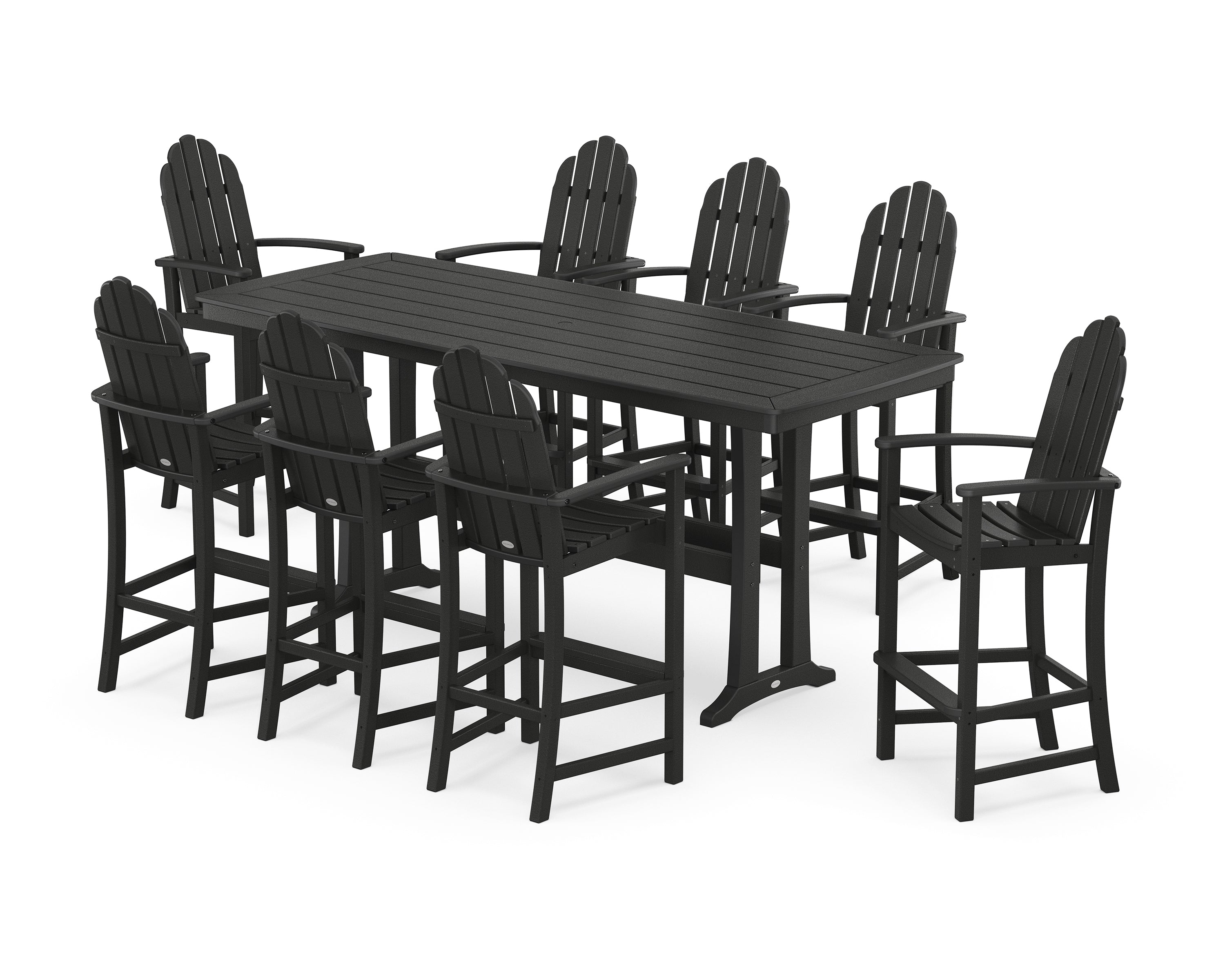 POLYWOOD® Classic Adirondack 9-Piece Bar Set with Trestle Legs in Black