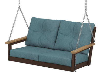 POLYWOOD® Vineyard Deep Seating Swing in Mahogany / Natural / Ocean Teal