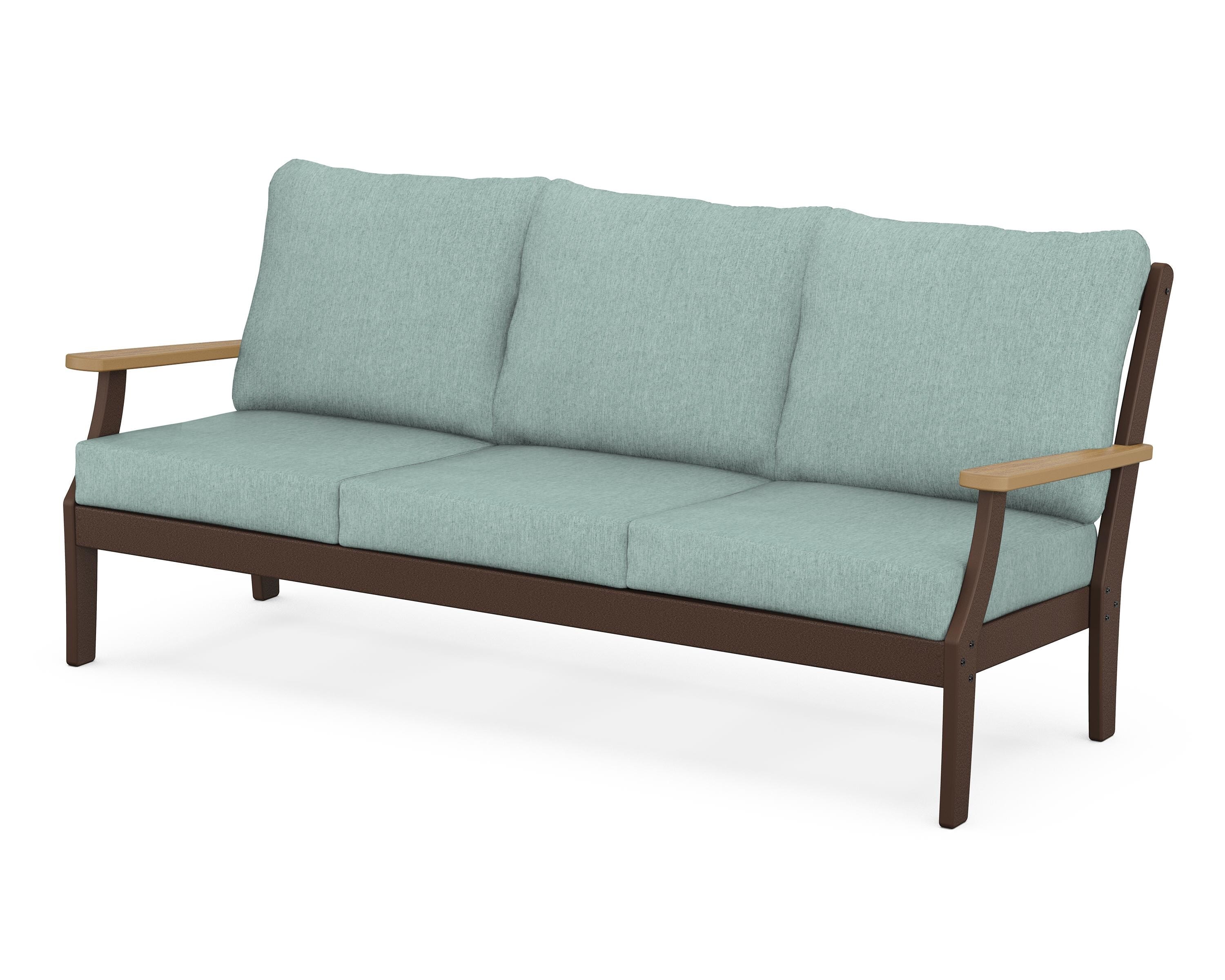 POLYWOOD® Braxton Deep Seating Sofa in Mahogany / Natural / Glacier Spa