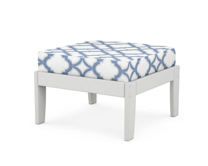 Unbranded Modular Ottoman - Classic in White / Trellis Sky Blue