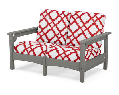 POLYWOOD® Club Loveseat in Slate Grey / Trellis Crimson