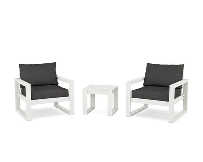 POLYWOOD® EDGE Sectional 3-Piece Deep Seating Set in Vintage White / Spectrum Carbon
