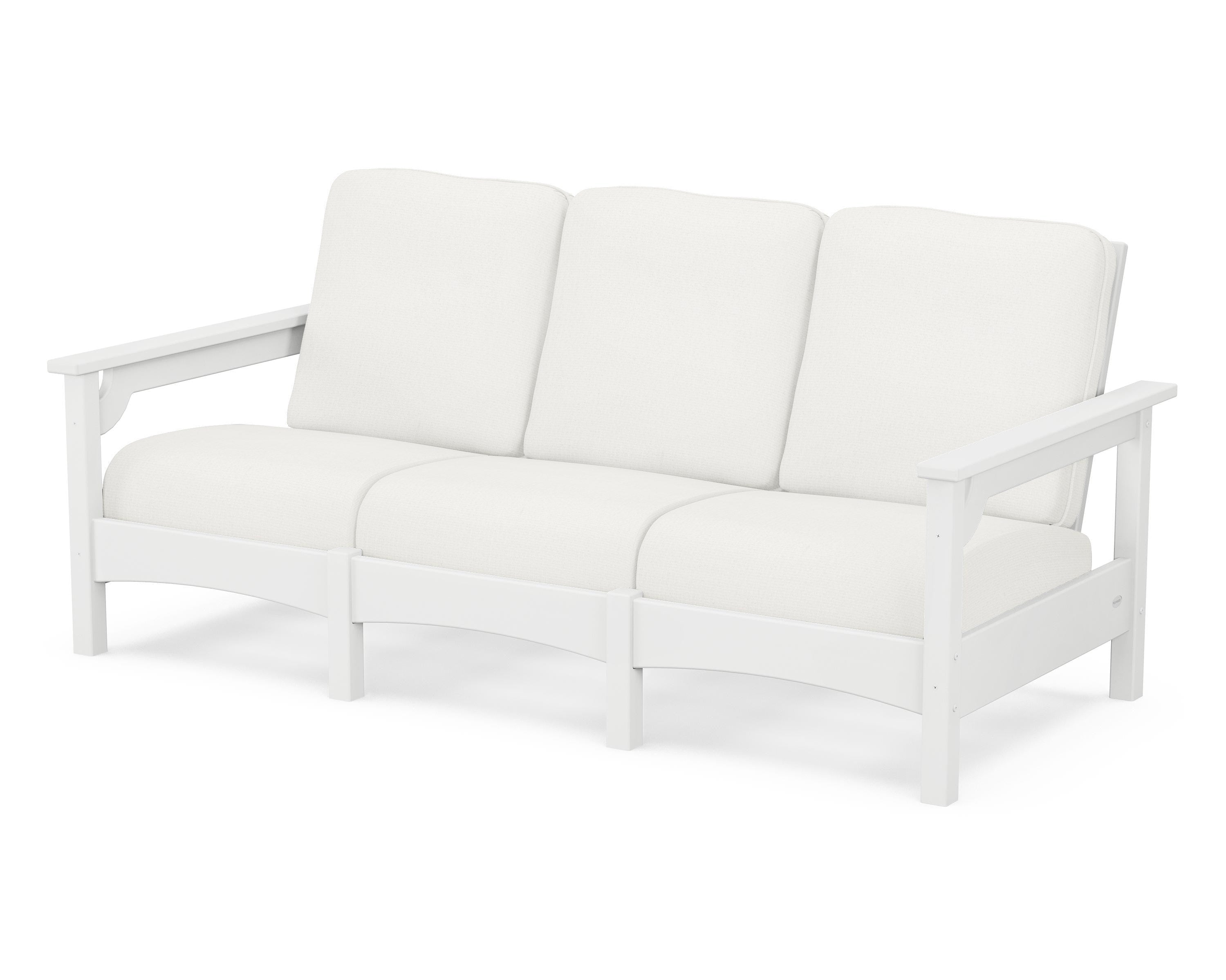 POLYWOOD® Club Sofa in White / Natural Linen