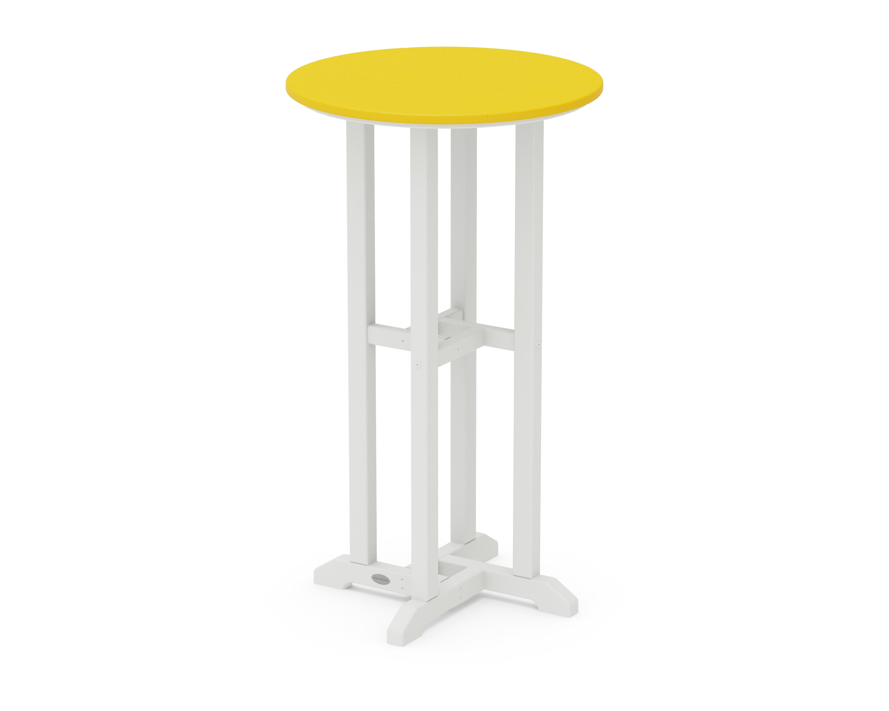 POLYWOOD® Contempo 24" Round Bar Table in White / Lemon