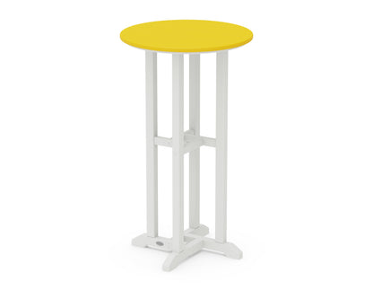 POLYWOOD® Contempo 24" Round Bar Table in White / Lemon