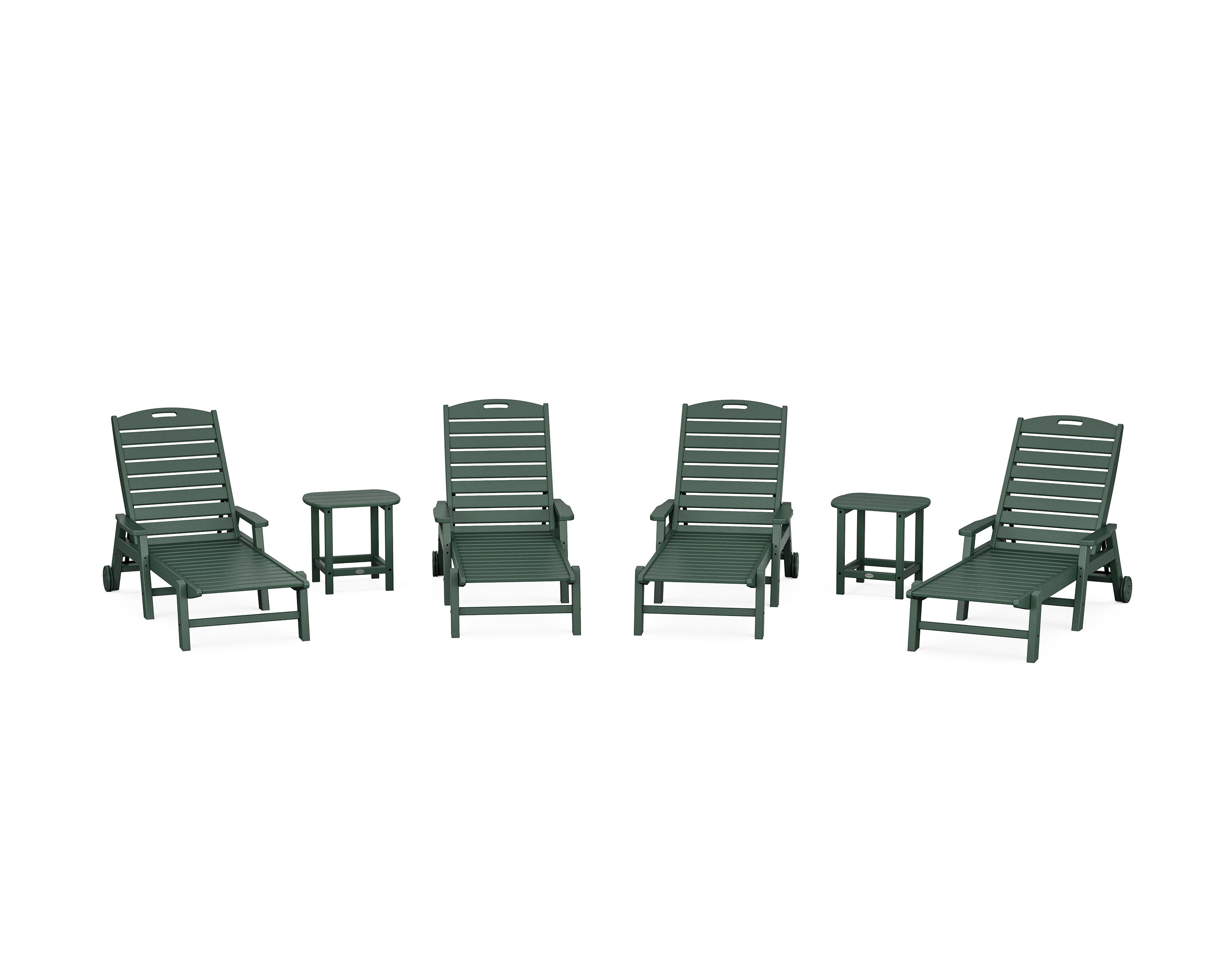 POLYWOOD® Nautical Chaise 6-Piece Set with Arms & Wheels in Green