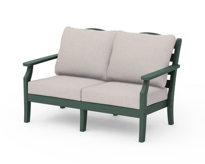 Draper James™ by  POLYWOOD® Savannah Deep Seating Loveseat in Green / Dune Burlap