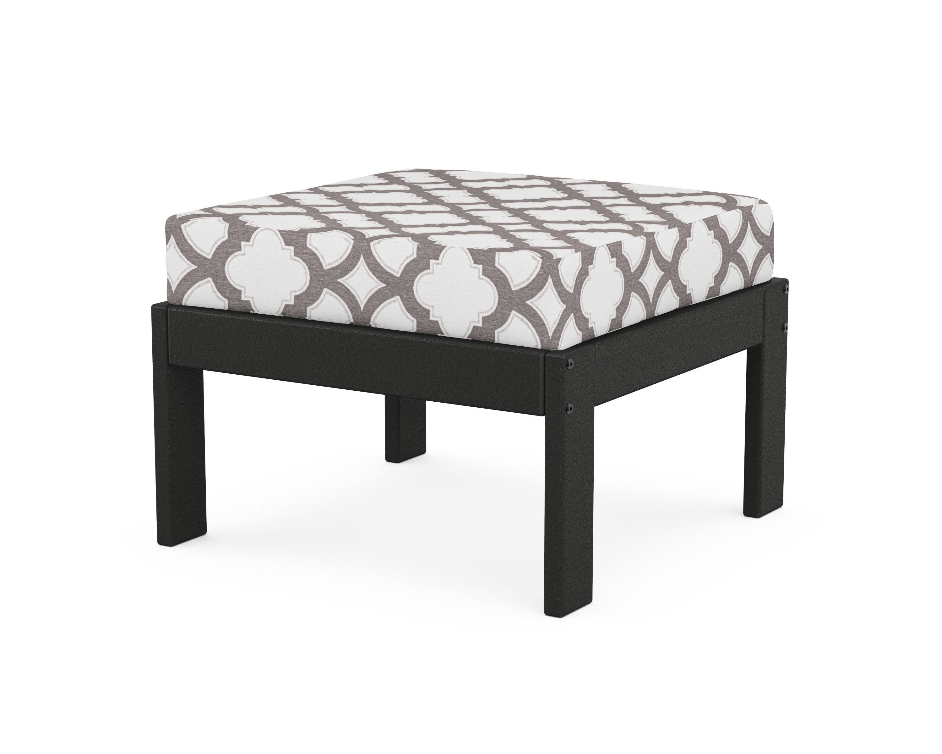 POLYWOOD® Vineyard Modular Ottoman in Black / Trellis Grey Mist