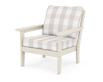Country Living Cottage Deep Seating Chair in Sand / Buffalo Plaid Dune Burlap