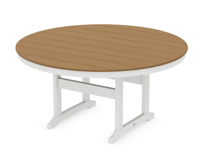 POLYWOOD® 60" Round Farmhouse Dining Table in White / Natural
