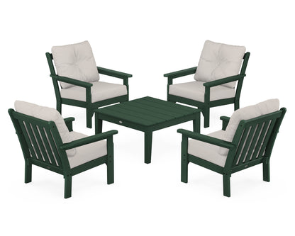 POLYWOOD® Vineyard 5-Piece Deep Seating Conversation Set in Green / Cast Ash