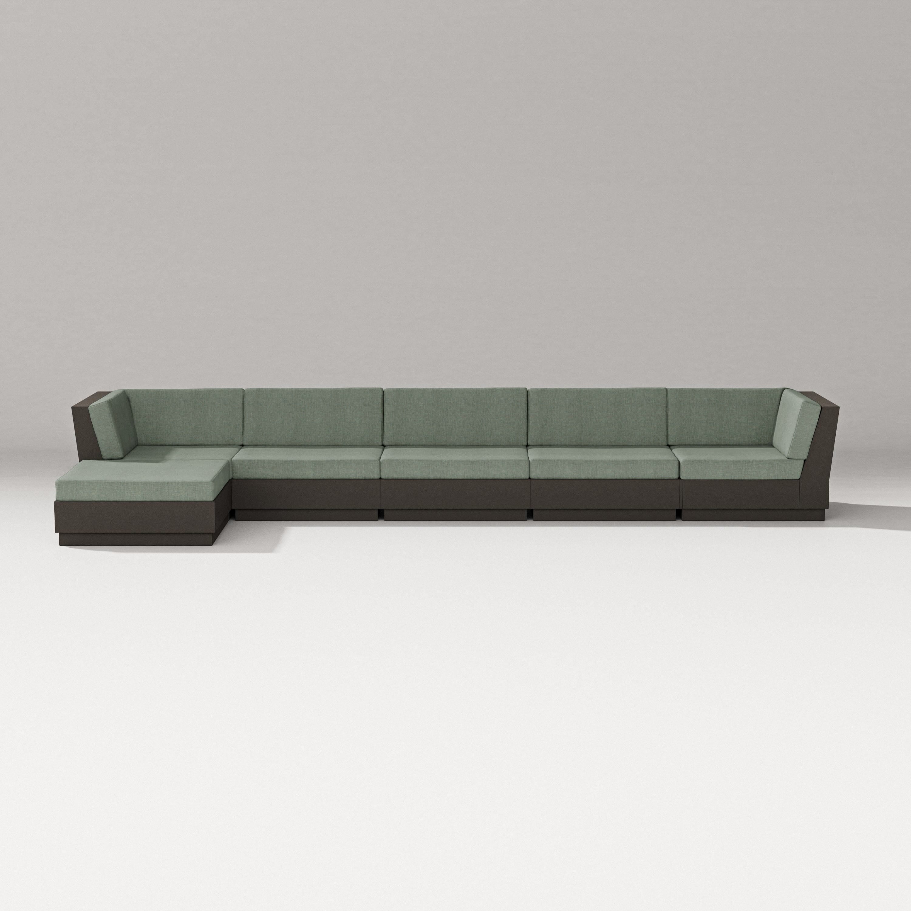 PW Designer Series Elevate 6-Piece Chaise Sectional in Vintage Coffee / Cast Sage