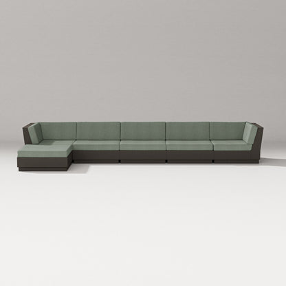 PW Designer Series Elevate 6-Piece Chaise Sectional in Vintage Coffee / Cast Sage