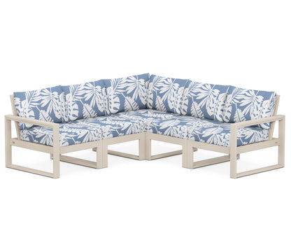 POLYWOOD® EDGE 5-Piece Modular Deep Seating Set in Sand / Leaf Sky Blue