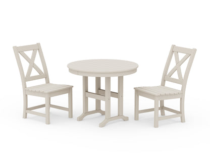 POLYWOOD® Braxton Side Chair 3-Piece Round Dining Set in Sand