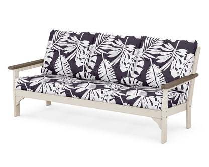 POLYWOOD® Vineyard Deep Seating Sofa in Sand / Kona / Leaf Navy