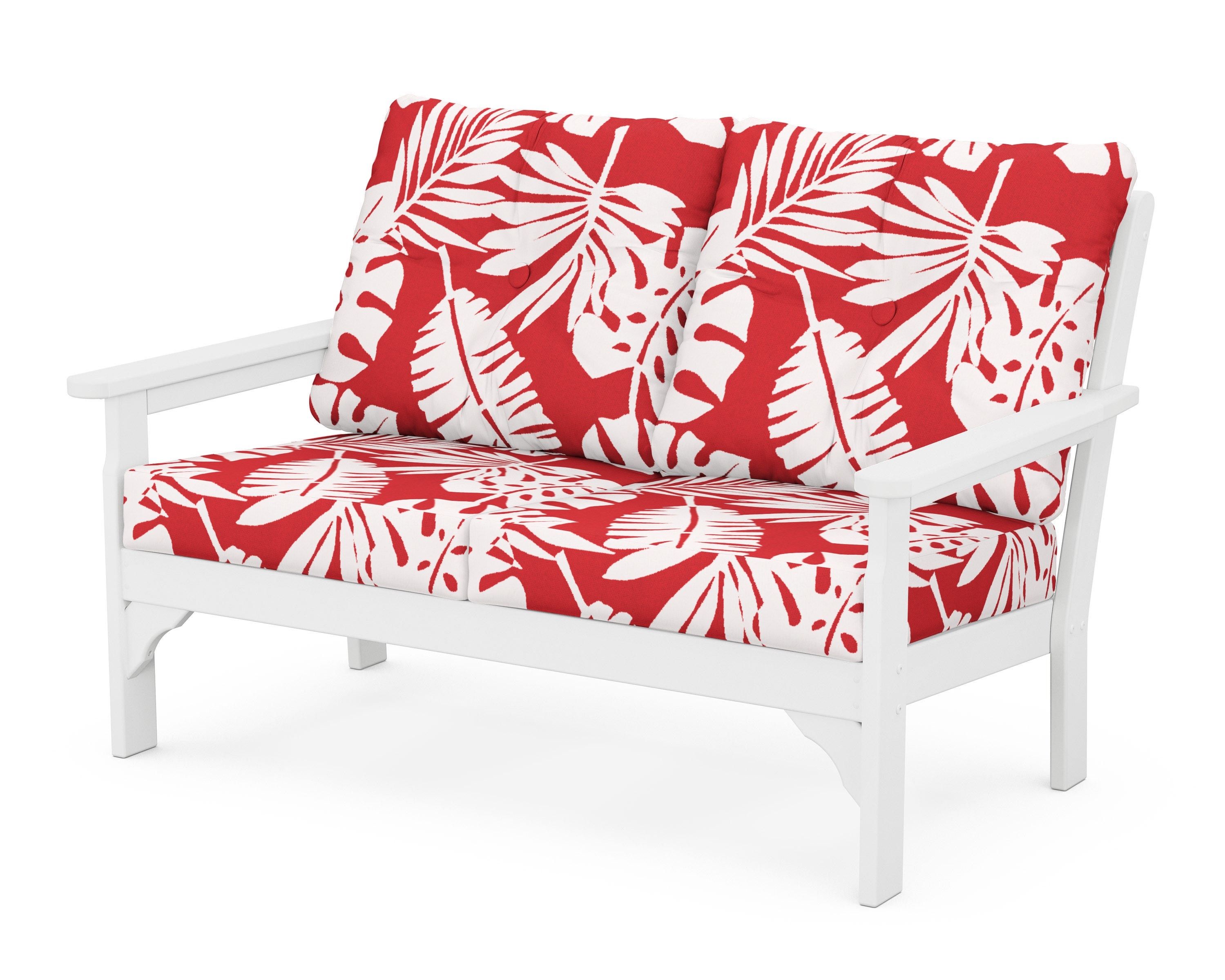 POLYWOOD® Vineyard Deep Seating Loveseat in White / Leaf Crimson