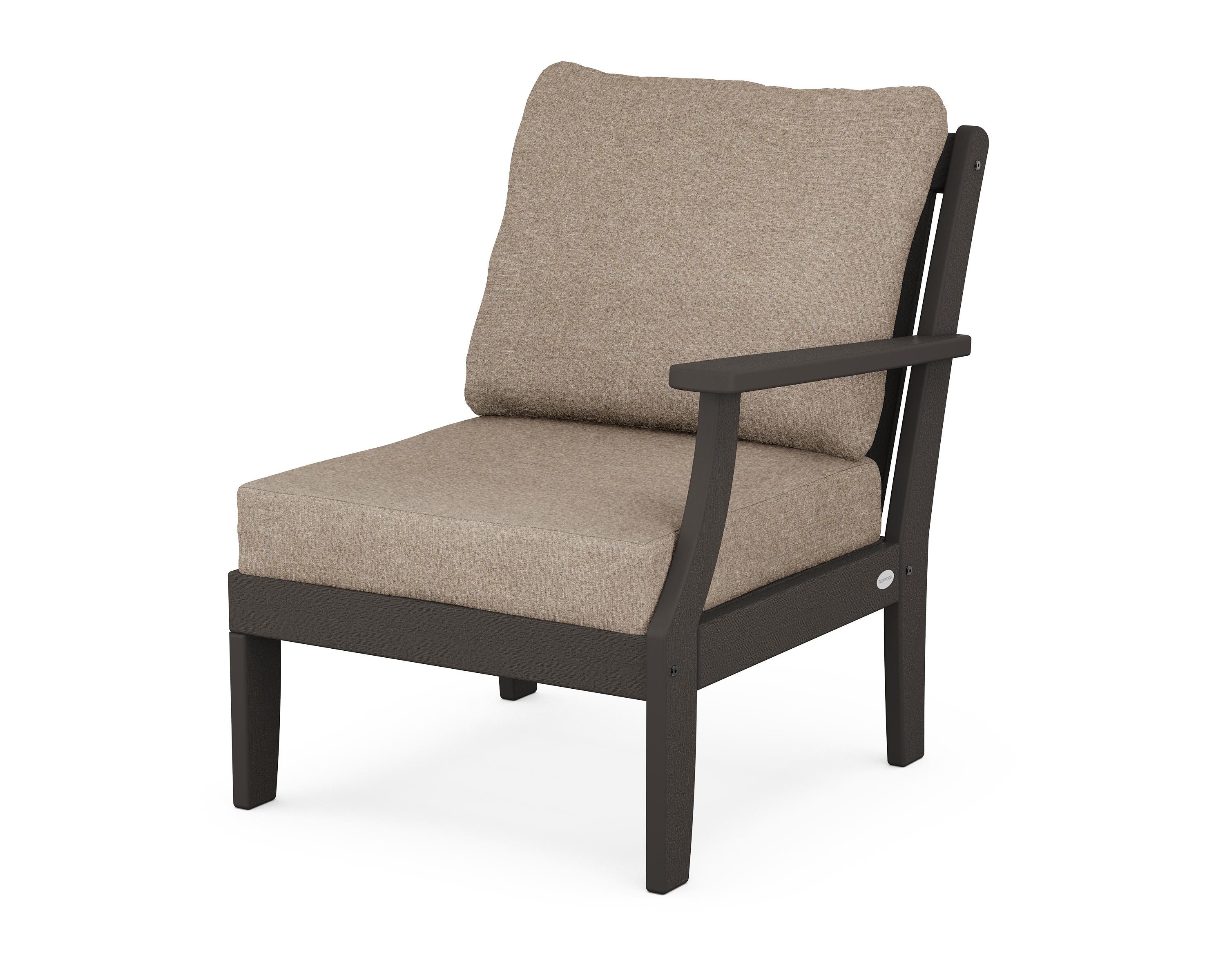 POLYWOOD® Braxton Modular Right Arm Chair in Vintage Coffee / Spiced Burlap
