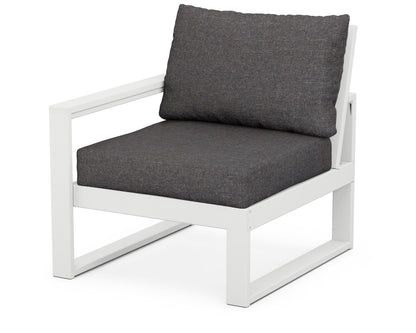 POLYWOOD® EDGE Modular Left Arm Chair in White / Ash Charcoal