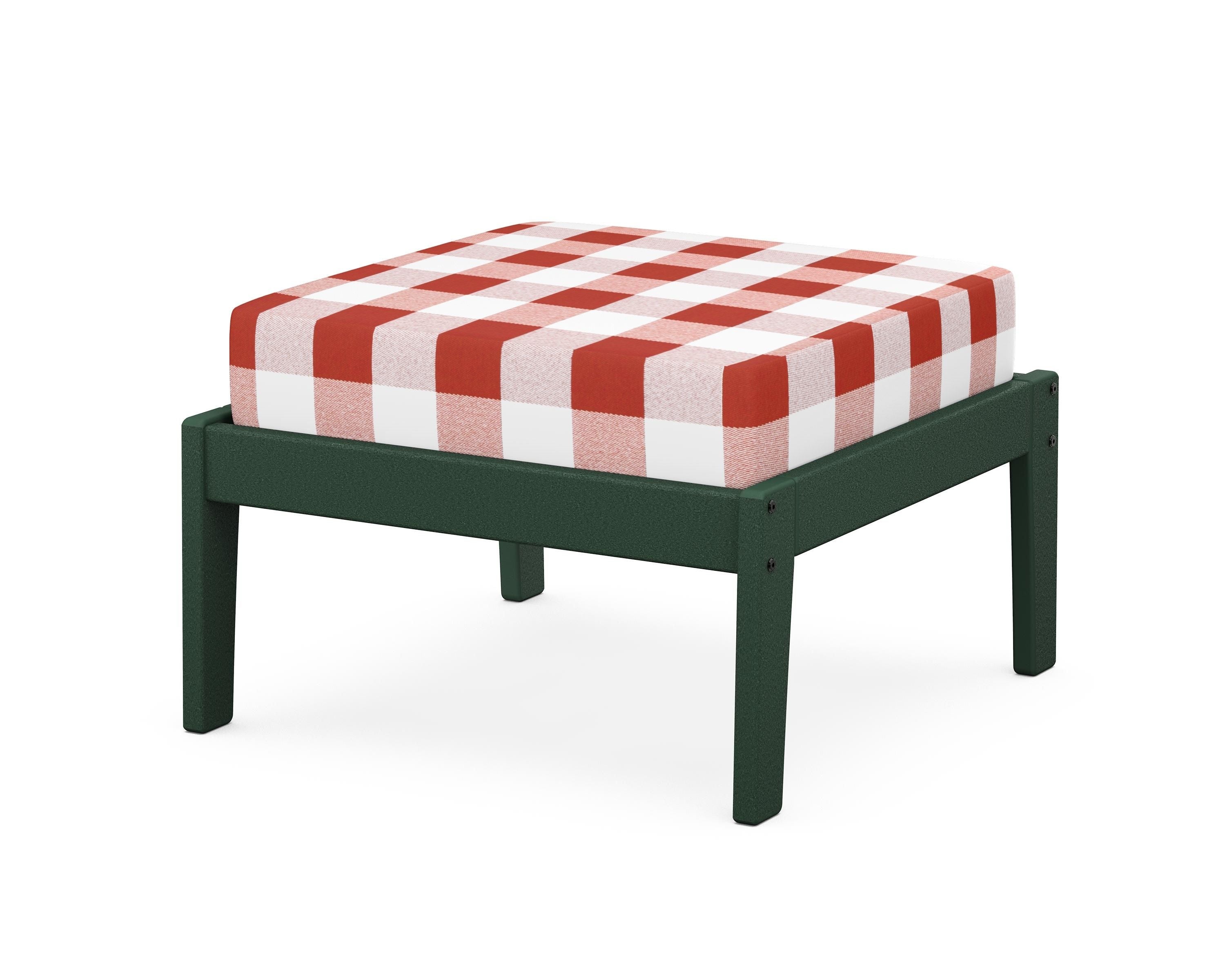 Unbranded Deep Seating Ottoman in Green / Buffalo Plaid Crimson