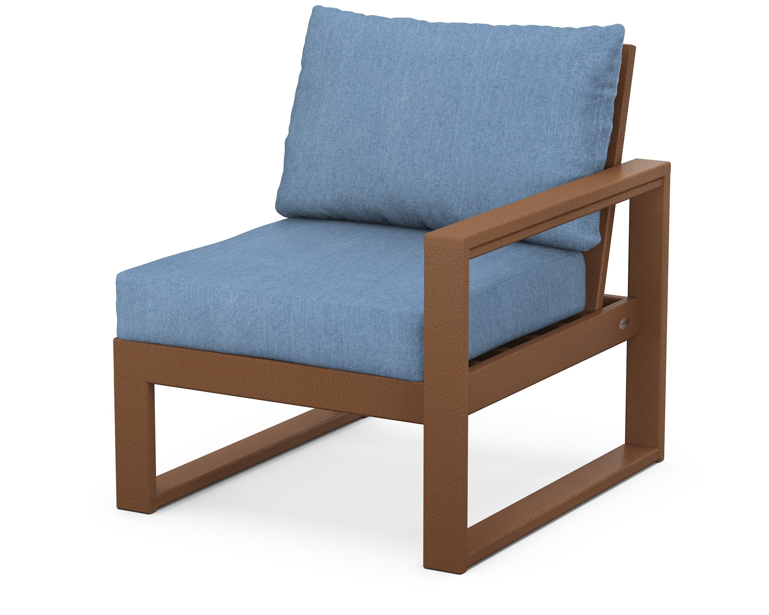 POLYWOOD® EDGE Modular Right Arm Chair in Teak / Sky Blue