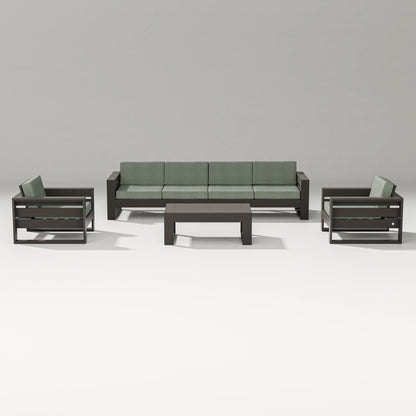 PW Designer Series Latitude 5-Piece Lounge Sofa Set in Vintage Coffee / Cast Sage