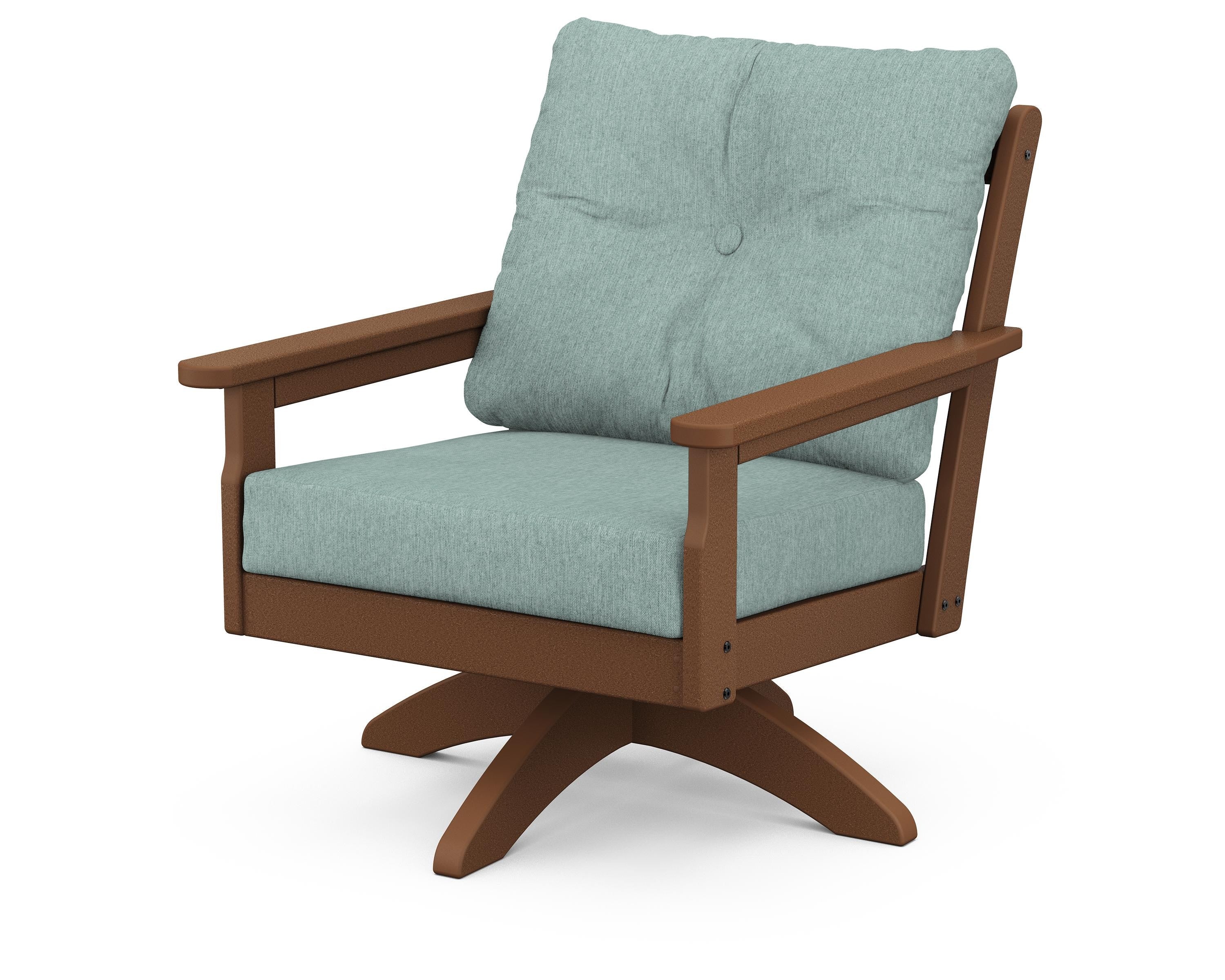 POLYWOOD® Vineyard Deep Seating Swivel Chair in Teak / Glacier Spa