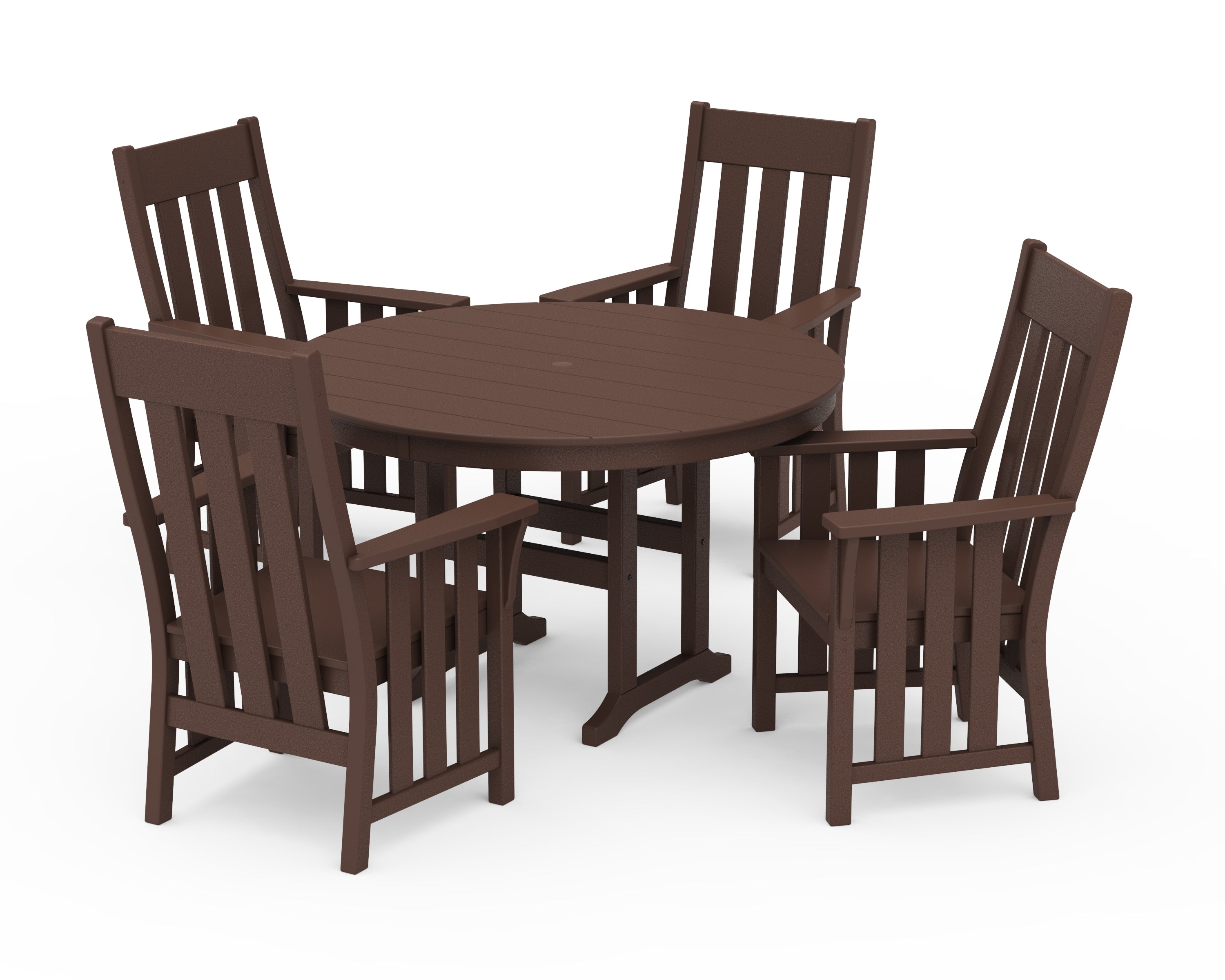 Martha Stewart by POLYWOOD® Acadia 5-Piece Round Farmhouse Dining Set in Mahogany