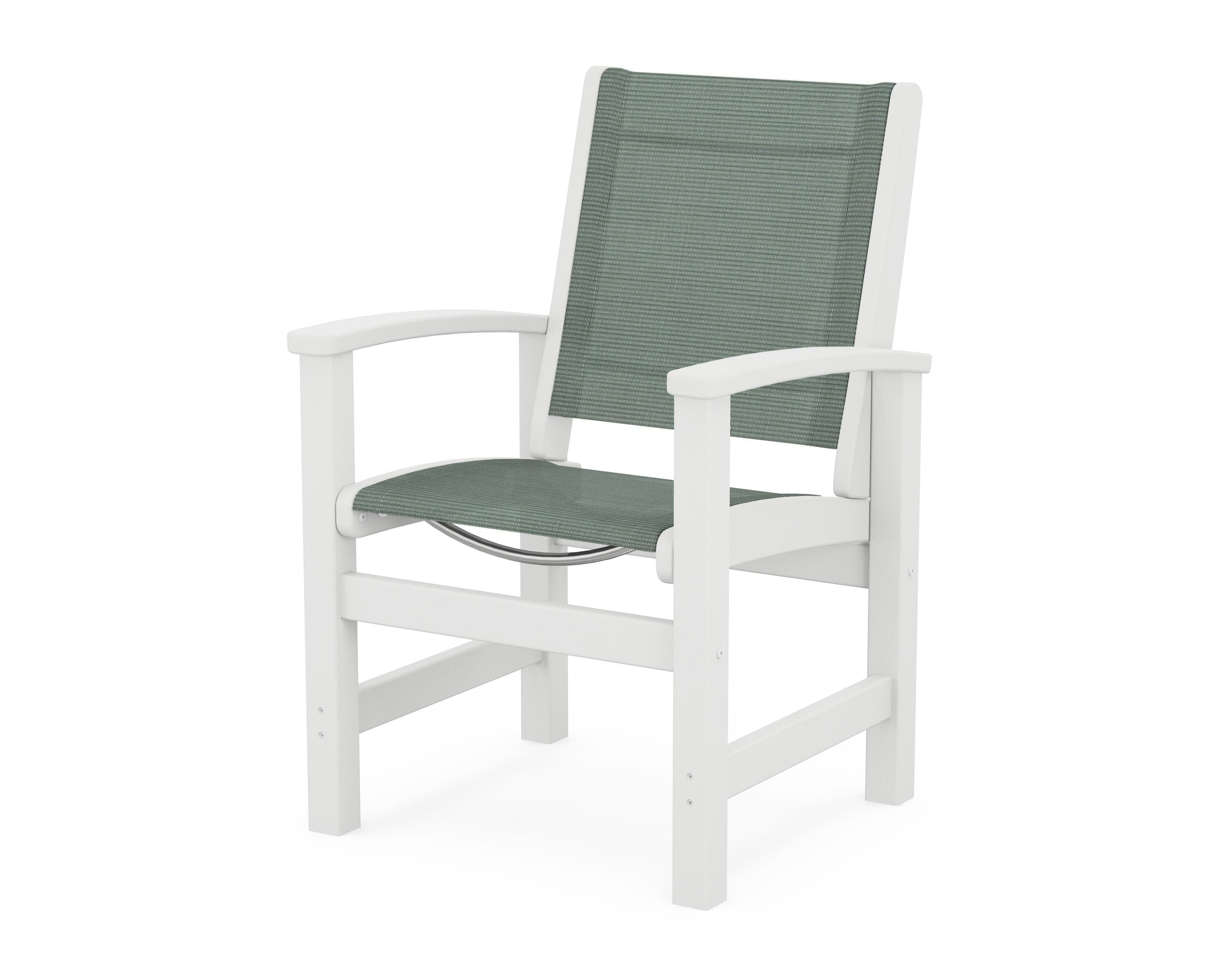 POLYWOOD® Coastal Dining Chair in White / Dupioni Sea Mist Sling