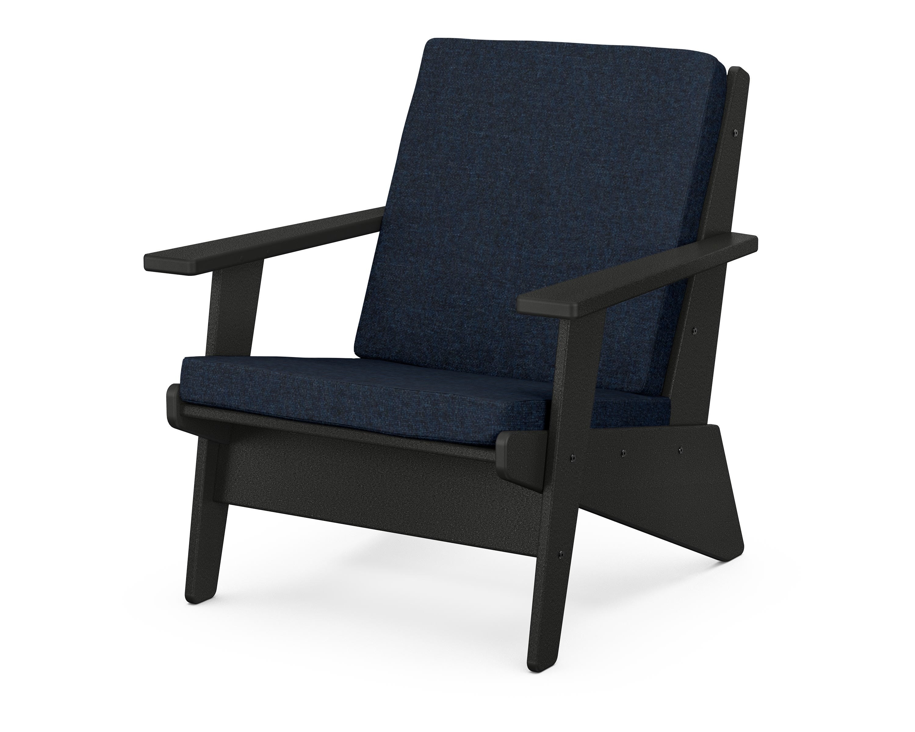 POLYWOOD® Riviera Modern Lounge Chair in Black / Marine Indigo