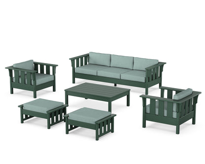 Martha Stewart by POLYWOOD® Acadia 6-Piece Lounge Sofa Set in Green / Glacier Spa