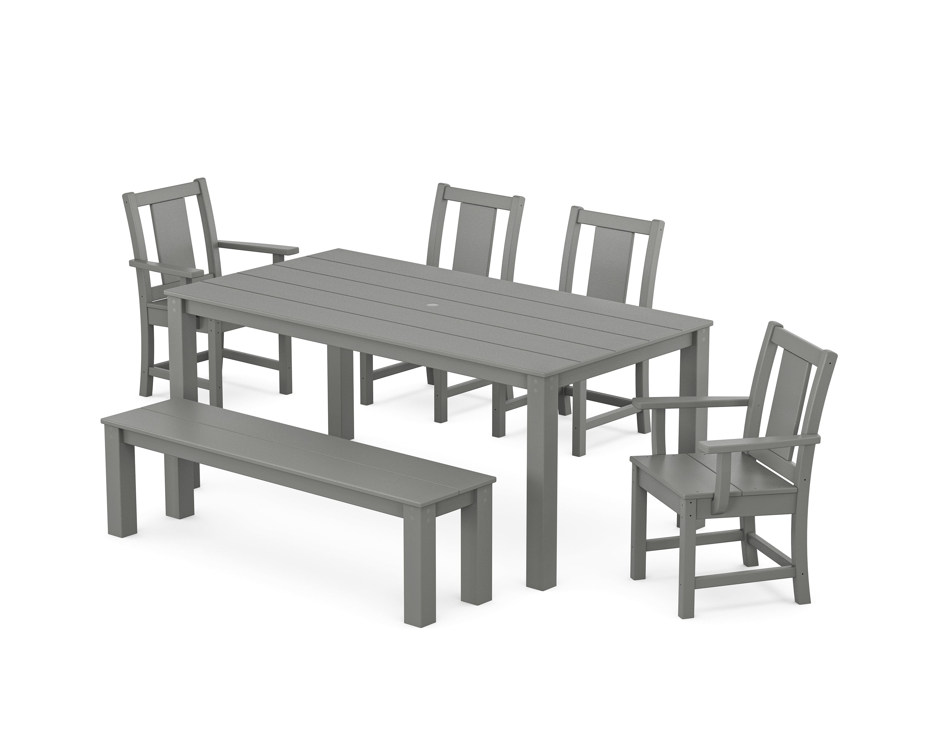 POLYWOOD® Prairie 6-Piece Parsons Dining Set with Bench in Slate Grey