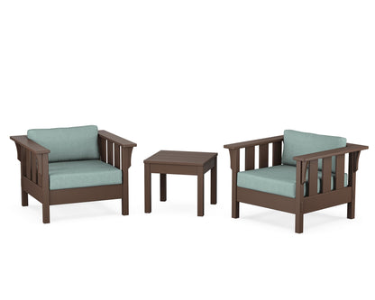 Martha Stewart by POLYWOOD® Acadia 3-Piece Deep Seating Set in Mahogany / Glacier Spa